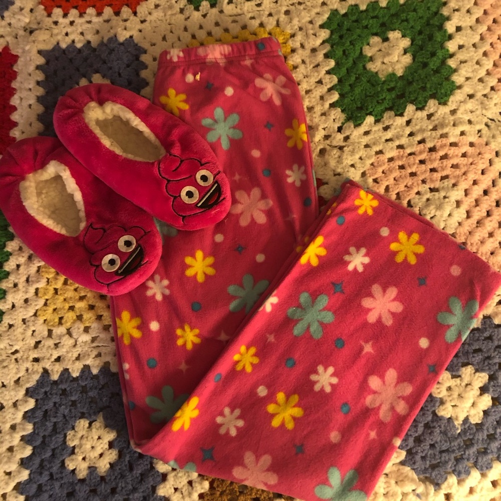 Pajama pants and slippers